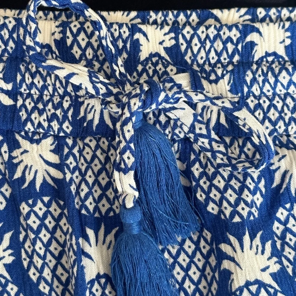 Boden Bembridge Pineapple Blue White Viscose Flowy Shorts 6